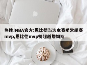 热搜!NBA官方:恩比德当选本赛季常规赛mvp,恩比德mvp榜超越詹姆斯