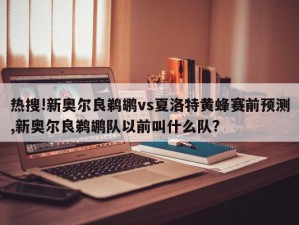 热搜!新奥尔良鹈鹕vs夏洛特黄蜂赛前预测,新奥尔良鹈鹕队以前叫什么队?